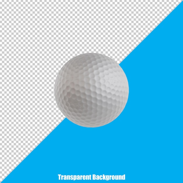 3d stylized realistic white golf ball on transparent background