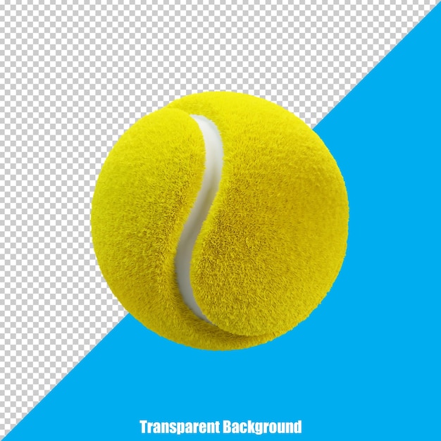 PSD 3d stylized realistic yellow tennis ball on transparent background