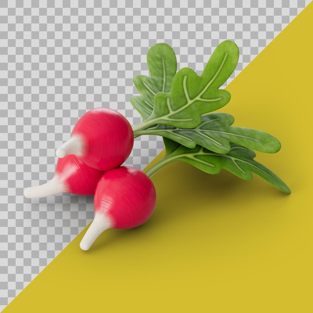 3d stylized red radishes