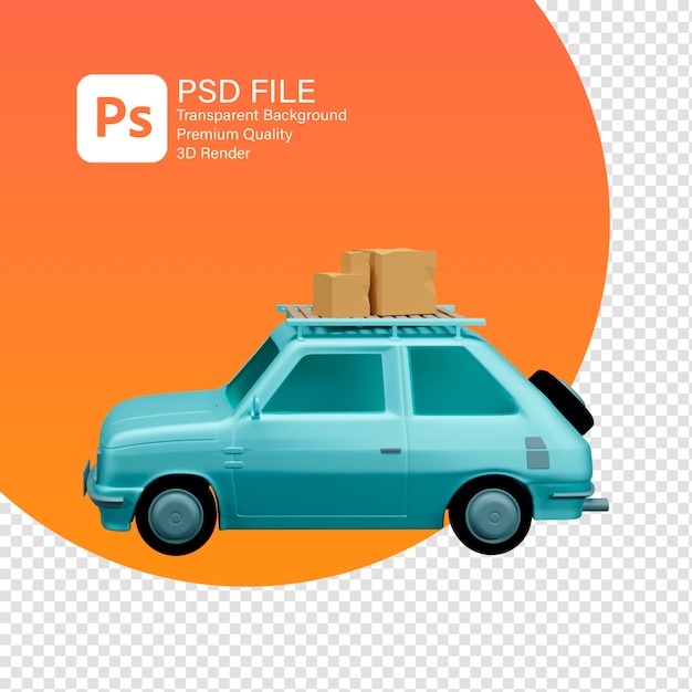 PSD 3d stylized roadtrip car