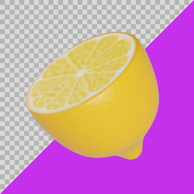 PSD 3d stylized sliced lemon