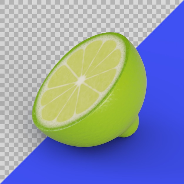 3d stylized sliced lime