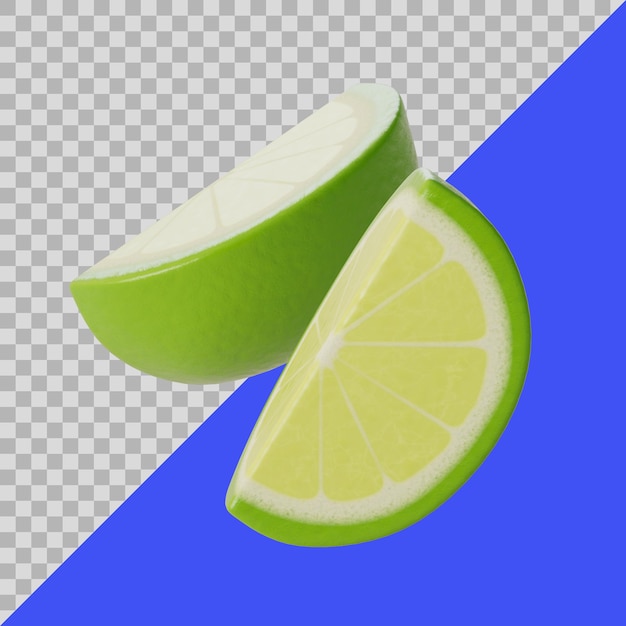 3d stylized sliced limes