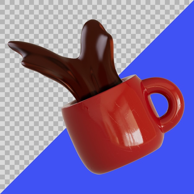 PSD 3d stylized spilling coffee mug