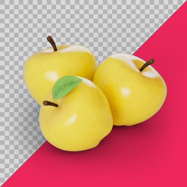 PSD 3d様式化された黄色いリンゴ