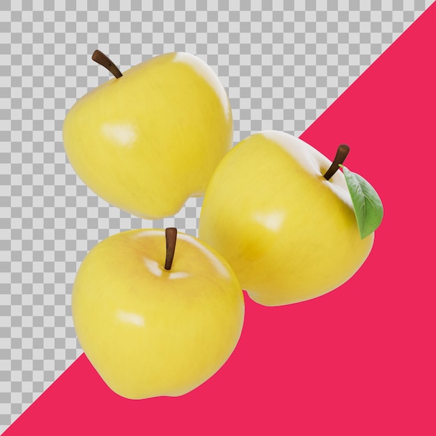 PSD 3d stylized yellow apples