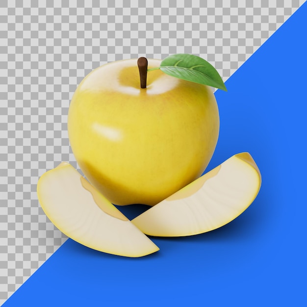 3d stylized yellow apples