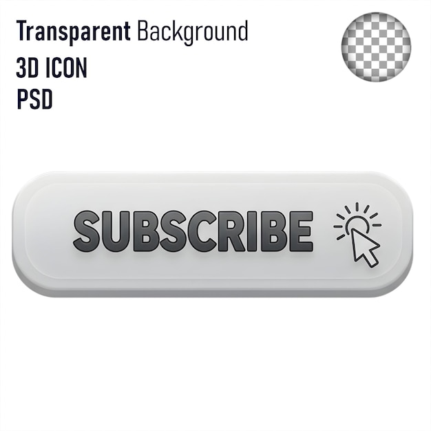 3D Subscribe Button with Transparent Background