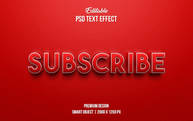 PSD 3d subscribe editable text effect