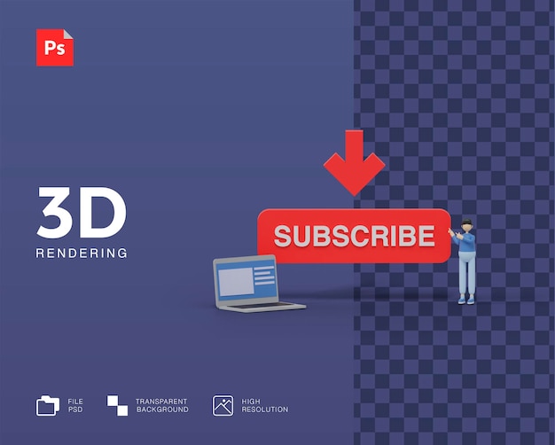 PSD 3d subscribe illustration