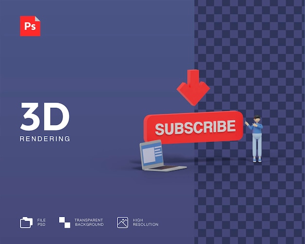 PSD 3d subscribe illustration