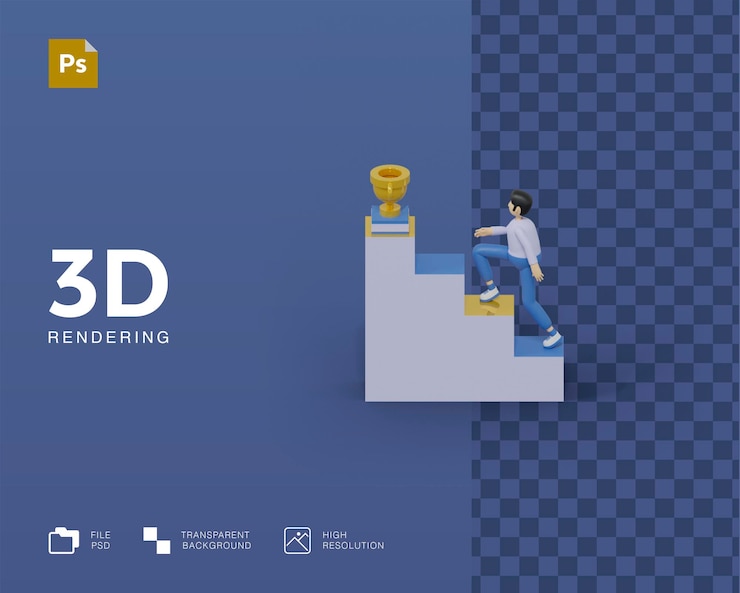 PSD 3d success illustration