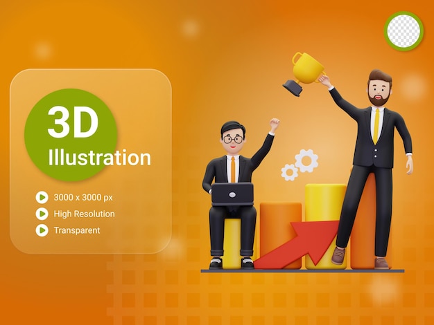 3d successful business partner illustration