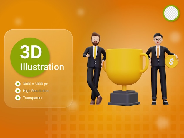 Illustrazione di successo 3d del partner commerciale