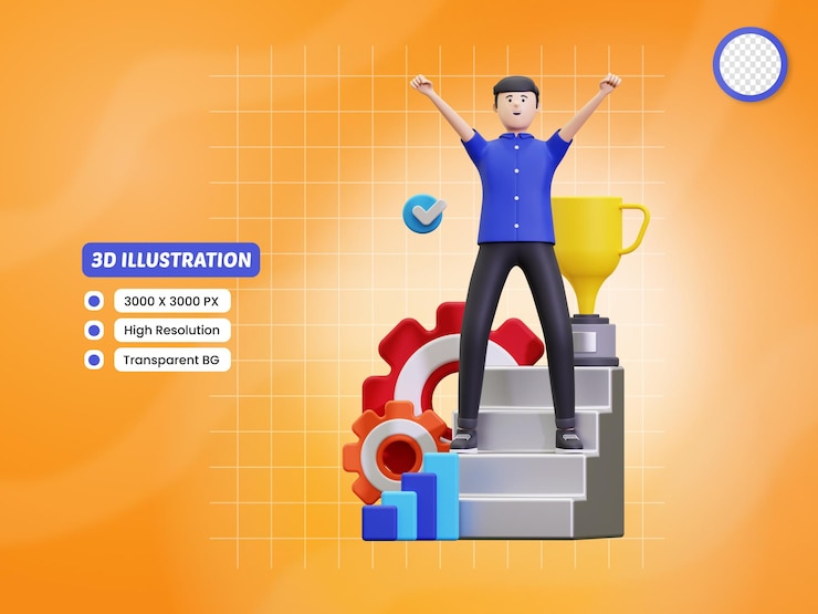 PSD 3d successful businessman illustration