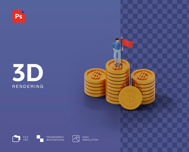 PSD illustrazione 3d di successo