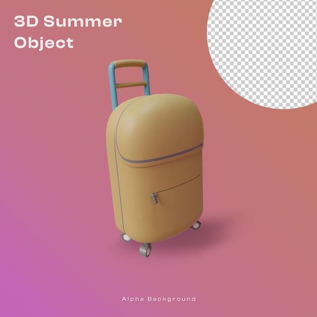 3d suitcase object with summer concept rendered with high quality