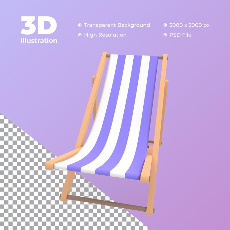 3d иллюстрация летнего шезлонга