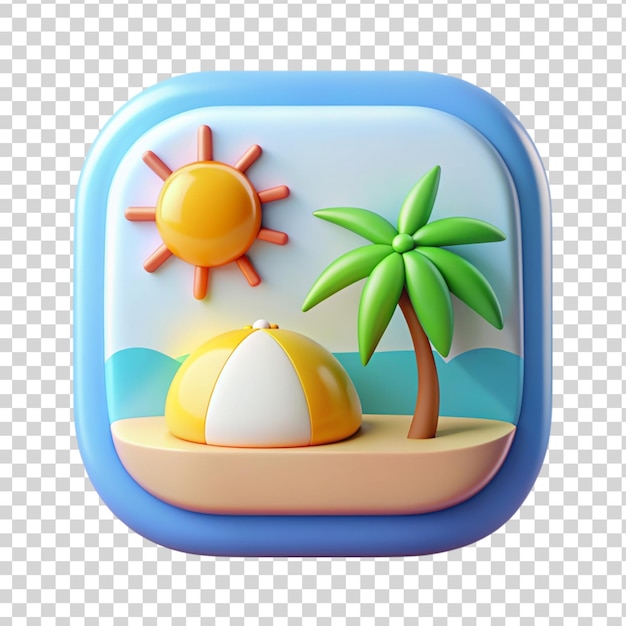 3d summer elements isolated on transparent background