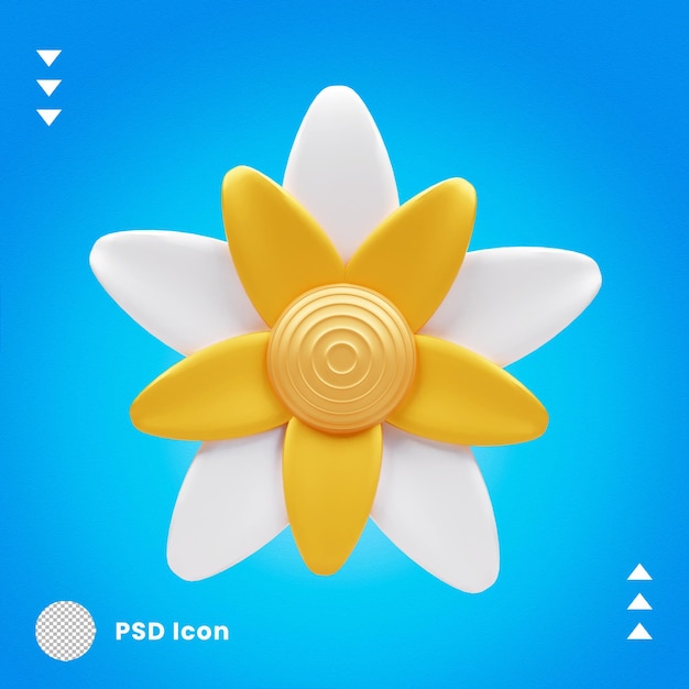 3d summer flower icon isolated or 3d render of summer flower icon