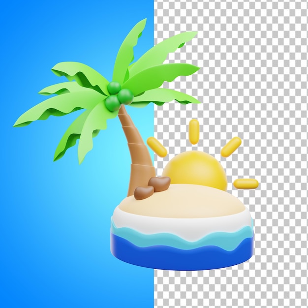 3D Summer Illustration Beach