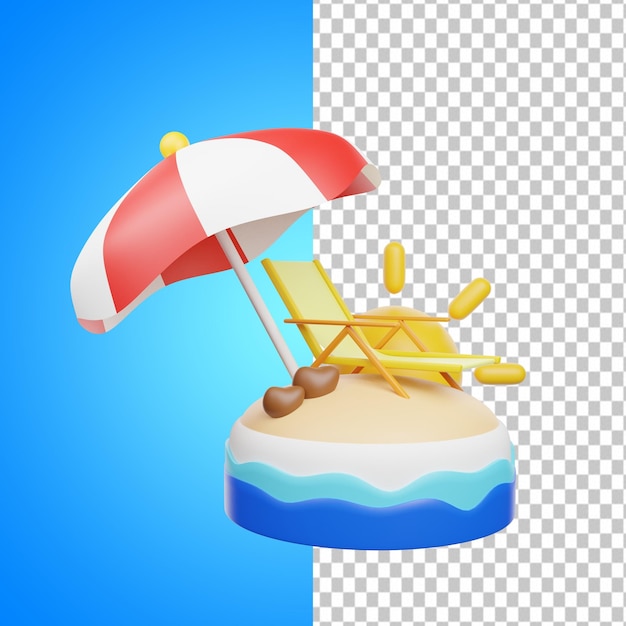 3d summer illustration beach