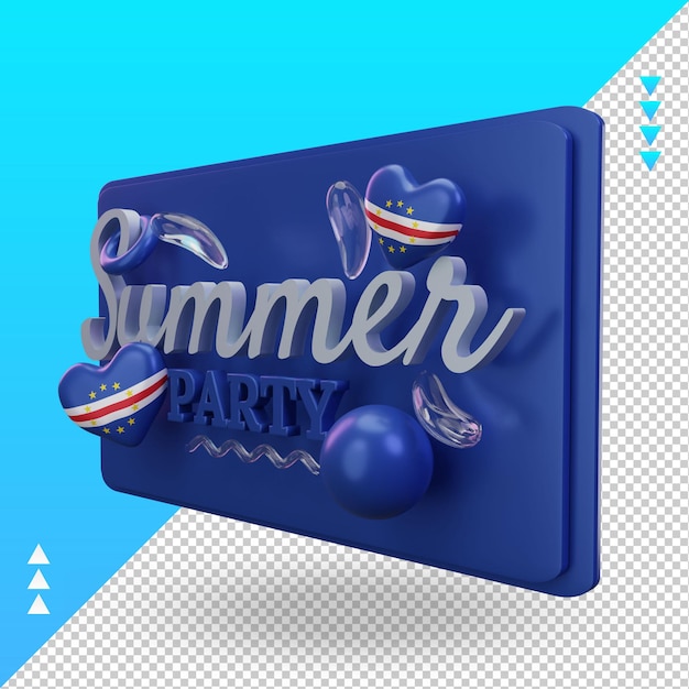 3d summer party day love cape verde flag rendering right view