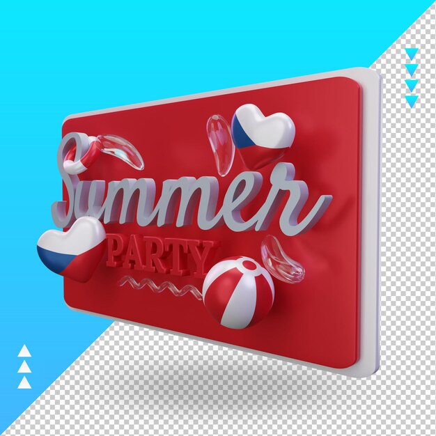 PSD 3d summer party day love czech republic flag rendering right view