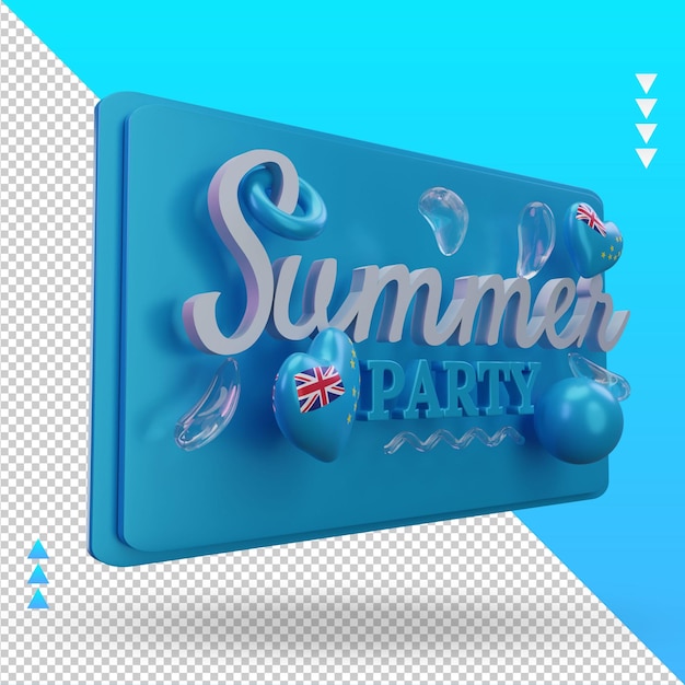 3d Summer Party Day Love Flaga Tuvalu Renderująca Lewy Widok