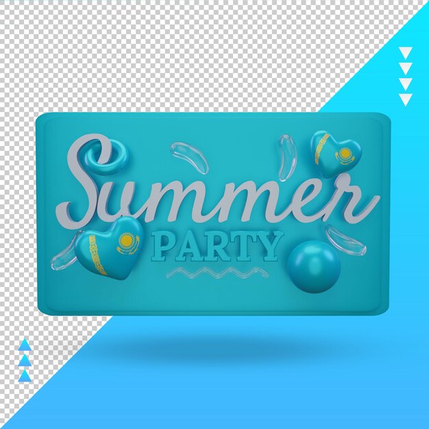 3d summer party day love kazakhstan flag rendering front view