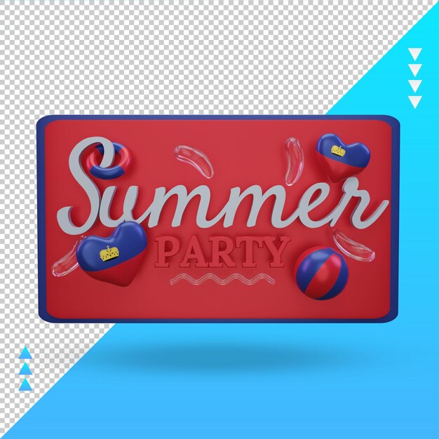 3d summer party day love liechtenstein flag rendering front view