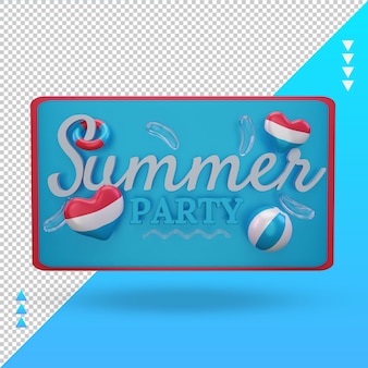 3d summer party day love luxembourg flag rendering front view