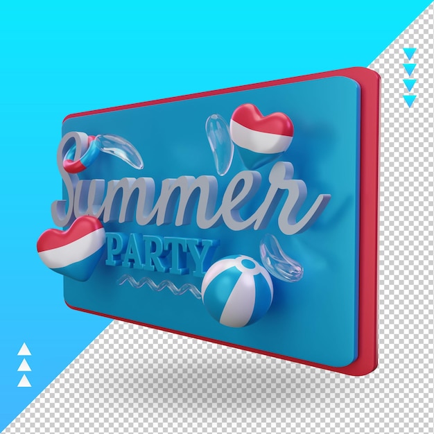 PSD 3d summer party day love lussemburgo bandiera rendering vista destra