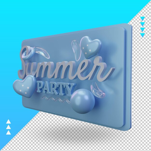 3d summer party day love micronesia flag rendering right view