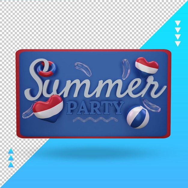 PSD 3d summer party day love paesi bassi bandiera rendering vista frontale