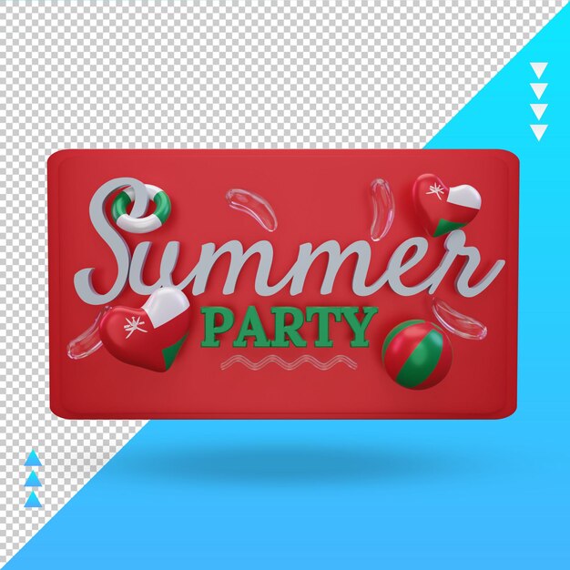 PSD 3d summer party day love oman bandiera rendering vista frontale