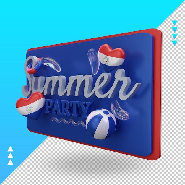 3d summer party day love paraguay flag rendering right view