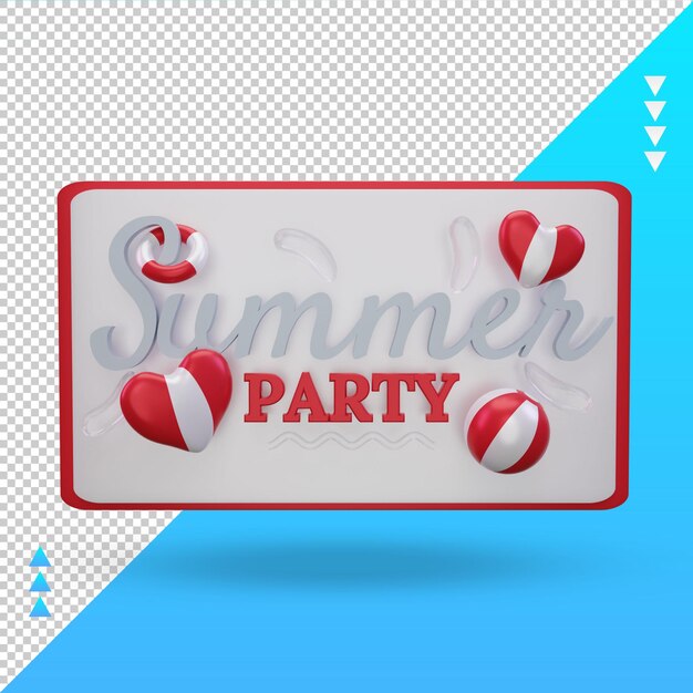 PSD 3d summer party day love peru flag rendering front view