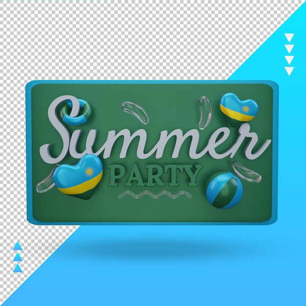 PSD 3d summer party day love ruanda bandiera rendering vista frontale