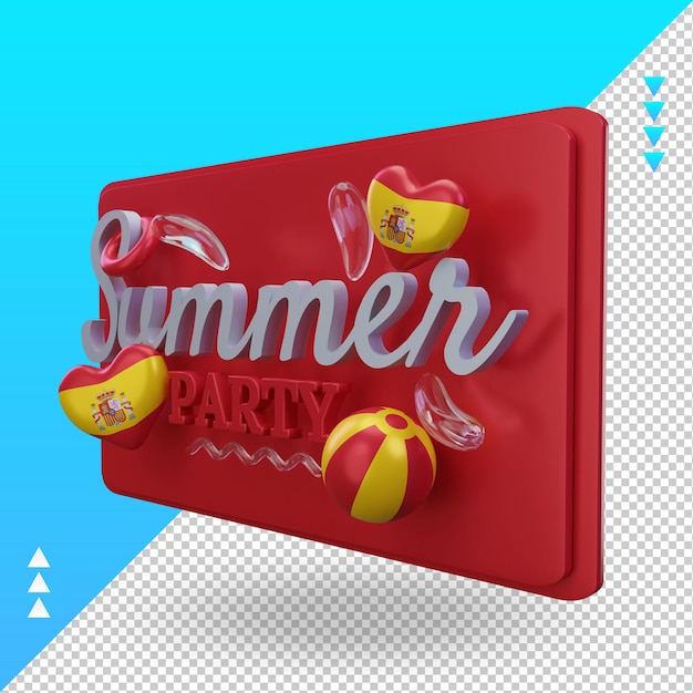 PSD 3d summer party day love spain flag rendering right view