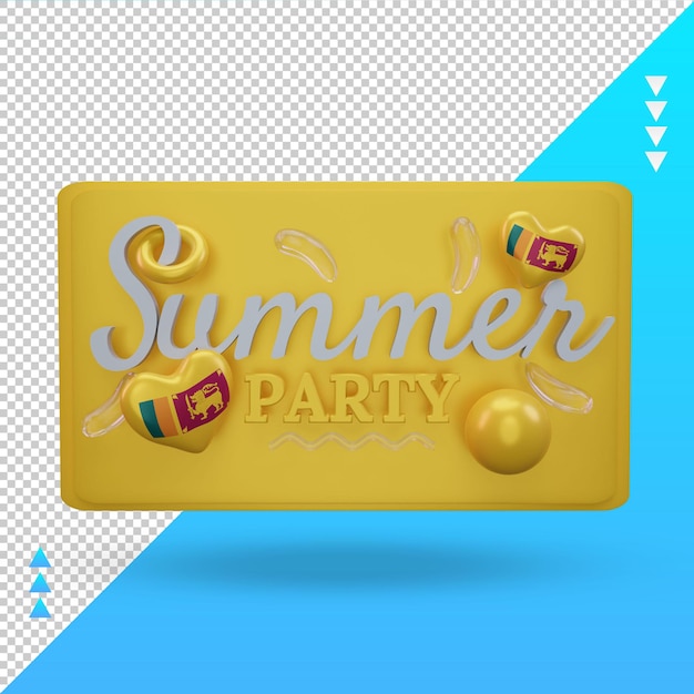 3d summer party day love sri lanka flag rendering front view