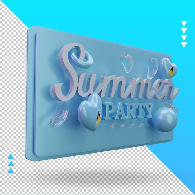 3d summer party day love st lucia bandiera rendering vista a sinistra