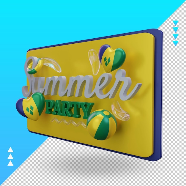 3d summer party day love st vincent and the grenadines flag rendering right view