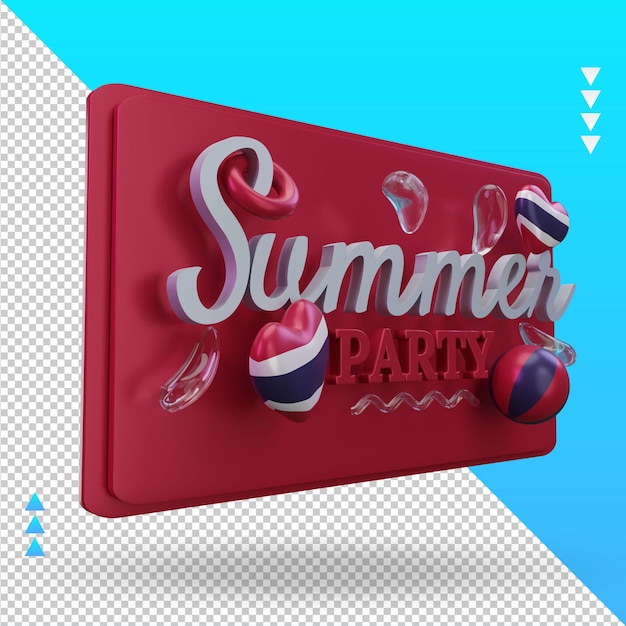 3d summer party day love thailand flag rendering left view