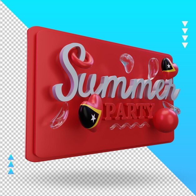 3d summer party day love timor leste flag rendering left view