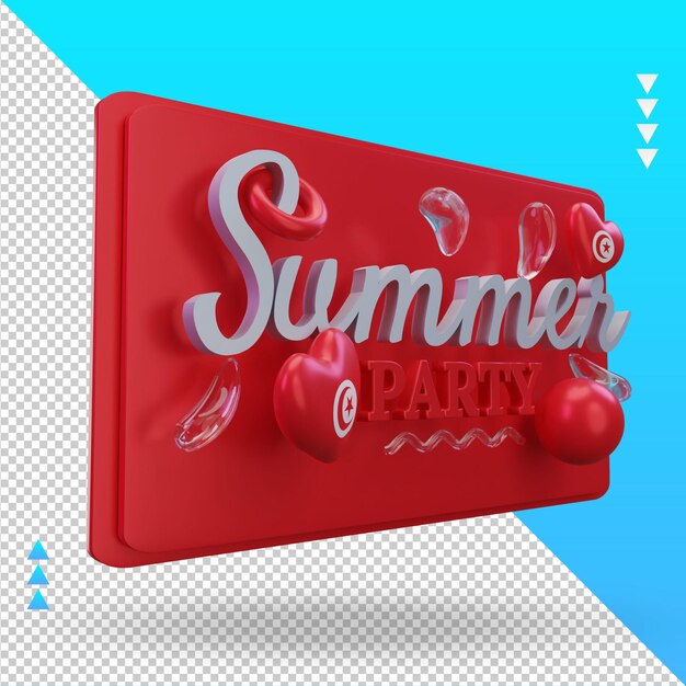 3d summer party day love tunisia flag rendering left view