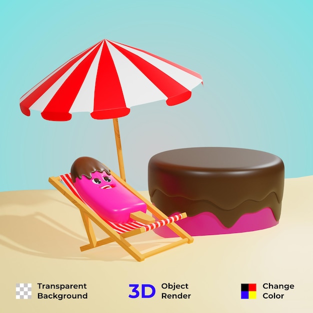 제품 프레젠테이션을 선보일 3d 여름 연단 모형