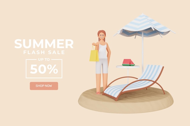 3d summer sale discount template