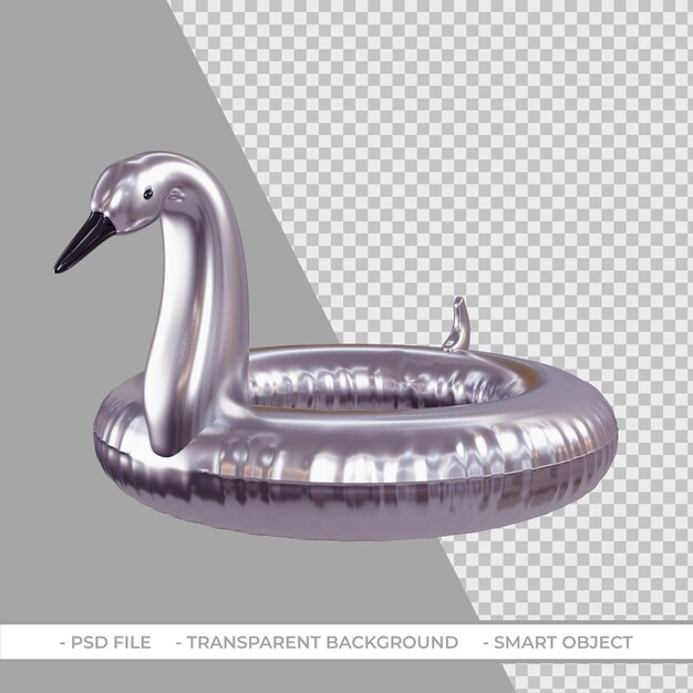 PSD 3d summer silver flamingo pool float isolated