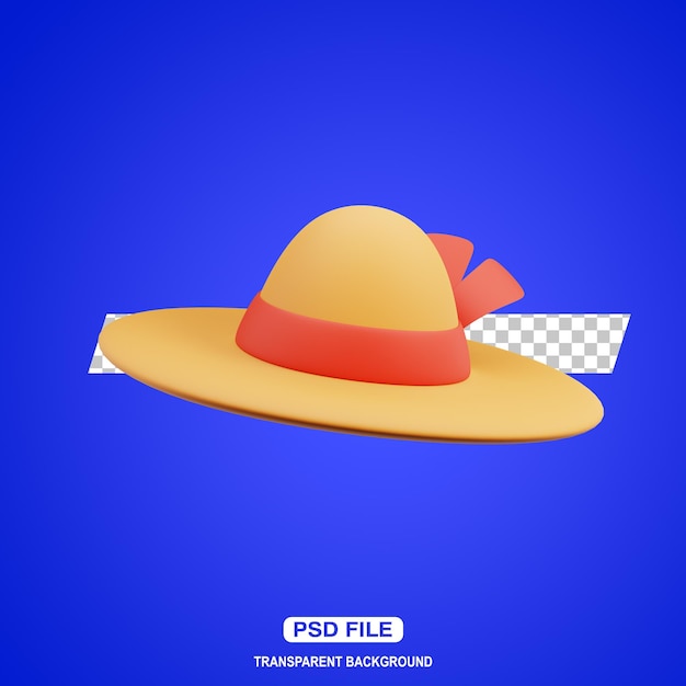 PSD 3d summer straw hat icon illustration